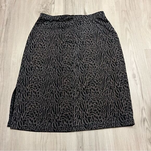 NWT vintage black gray animal print midi skirt sz M. Extra stretchy and sexy - Picture 3 of 9